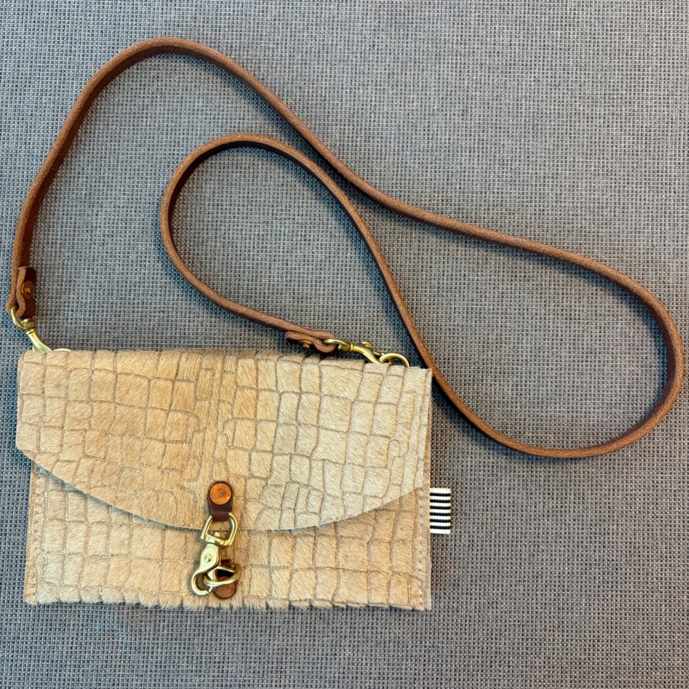 Meanwhile Back on the Farm Crossbody Bag Gold Hair on Hide Leather Western Boho